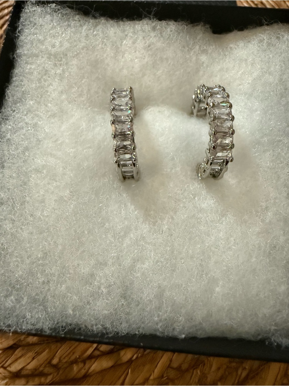 Chicos Silver Clear Crystal Hoop Earrings